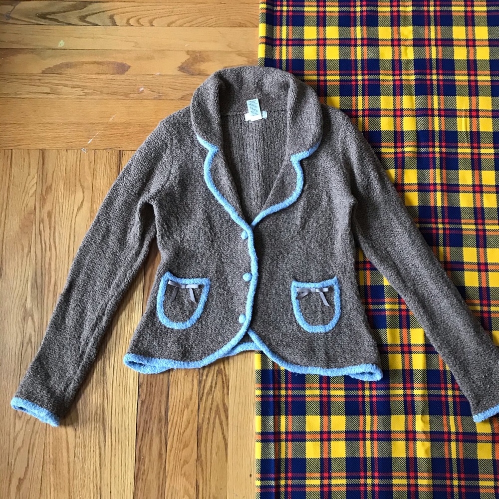 Anthro Sleeping On Snow Boucle Bow Cardigan